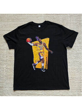 Men's Unbranded Short Sleeve Tee XL Black Yellow Lebron James